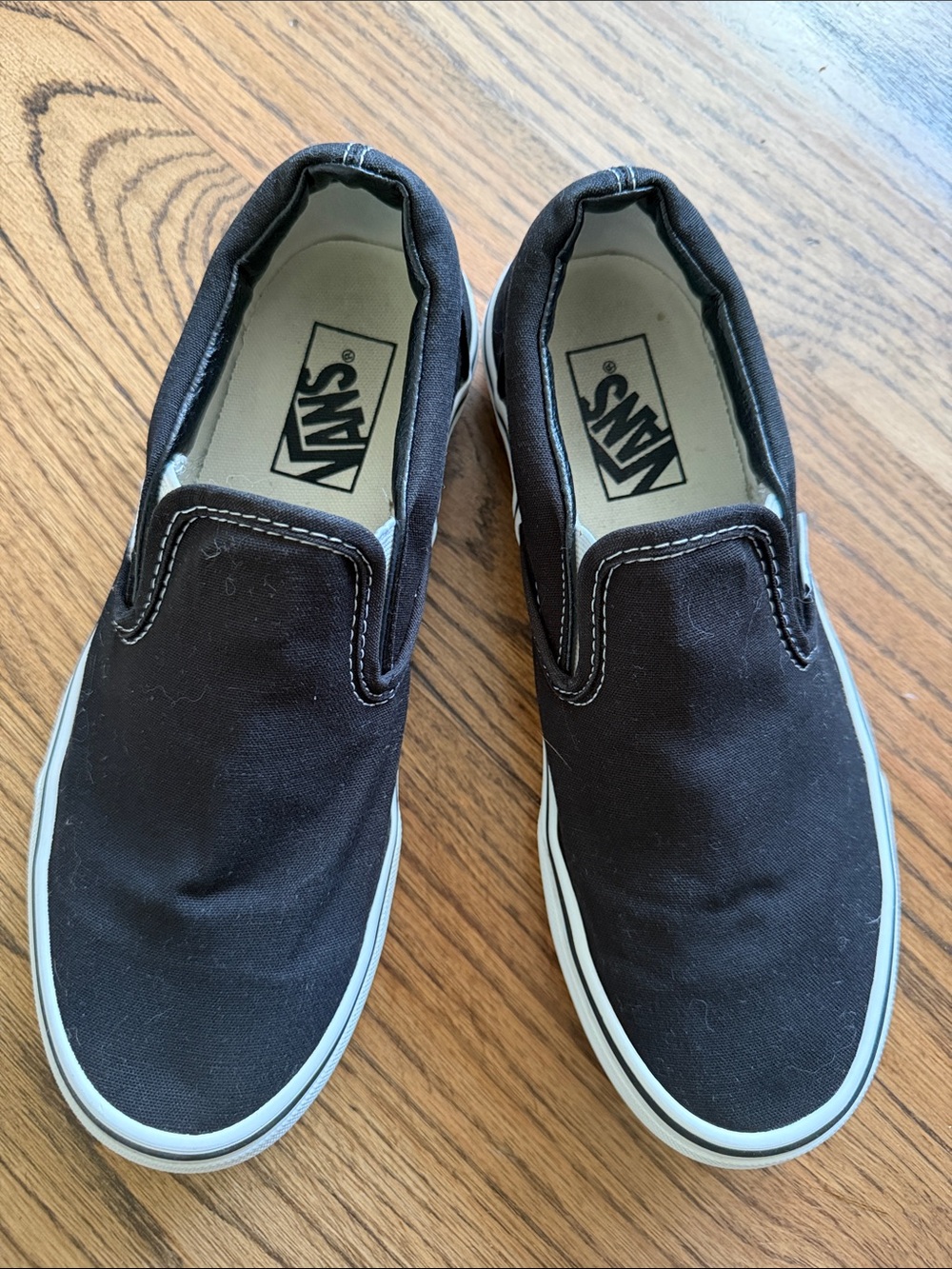 Vans Slip-On Classic Canvas Loafers - Black with White Sole